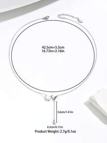 1件时尚蝴蝶锆石吊坠项链，精致流苏设计锁骨链饰品，适合女士宴会、派对、节日和日常佩戴 - 項鍊 - 查看 6