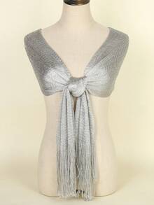 1 pieza Broche circular metálico brillante con borla, adecuado para galas de noche, fiestas, bodas y otras ocasiones - Plateado - Ver 11