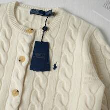 Polo Ralph Lauren Classic Embroidered Wool Cardigan  ,Women's Knitwear - 白色 - 查看 2