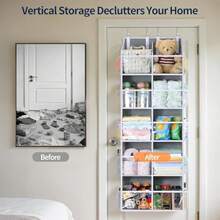 80lb Clear Door Hanging Yarn Storage Organizer, 10 Large Plastic Pockets & 10 Mesh Pockets Over The Door Crochet Organizer, 5 Tier Yarn Ball Storage For Knitting Needles, Gray Variant 1 - Xám - Xem 4