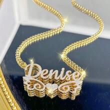 Customized Name Double Layer Necklace Cuban Chain Crown 3D Name Pendant Necklace Summer Daily Accessories Suitable For Birthday Gifts - Multicolor - View 7