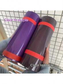 1pc 30cm*100cm Car TPU Photochromic Headlight Film, Taillights Tint Changing Lens Protector Film, UV Responsive TPU Car Light Protection Cover - Waterproof, Scratch-Resistant, Color Changing, Improve Visibility, Tint Black In Daytime And Transparent At Night - One Size - View 4