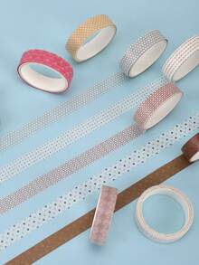 5 Rolls/Box Qian Qian Series Washi Tape, Suitable For Diaries, Bullet Journals, Notebooks, Planners, Page Dividers, Masking, DIY Crafts, School & Office Supplies. Ideal Gifts For Valentine's Day, Thanksgiving, St. Nicholas Day, Epiphany, Birthdays, And Back To School Season. - JD331-05-08 - View 4