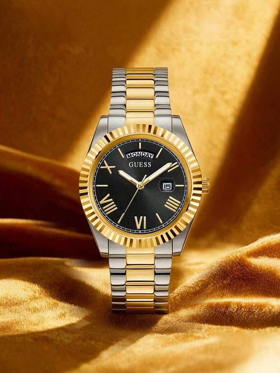 Guess Unisex Stainless Steel Couple Watches - Minimalist Scale Series: Men's Minimalist Style And Women's Elegant Style GW0265G5 - Black + Silver - View 1