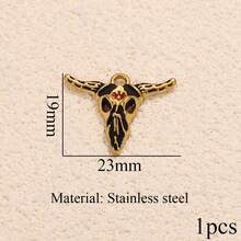 1件装不锈钢时尚心形、十字架、牛头造型包包挂饰，可用于装饰包包、项链和耳环，是DIY珠宝制作的理想配件，适合日常佩戴。 - 金黃色 - 查看 15