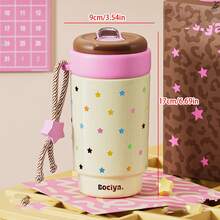 1pc Stylish Insulated Water Bottle/Coffee Cup, 2026 New Arrival, Portable Cute Gift Tumbler With Straw - Multicolor - View 6
