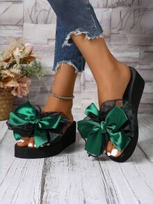 1双ins风厚底套脚女式凉鞋 - 时尚花朵蝴蝶结坡跟凉鞋 - 百搭夏季外穿凉鞋 - 多色 - 查看 9