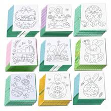 复活节DIY涂色书 - 卡通涂鸦绘画书，适合生日派对和春季活动，增进亲子互动，适合开学季，是儿童节日庆祝和创意学习的完美礼物 - 彩色 - 查看 4