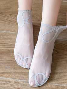 New High-Quality Summer Fashion Women's Thin Anti Slip Mesh Lace Transparent Short Socks - Multicolor - View 3