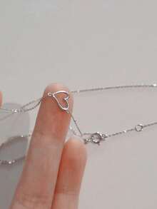 1pc S925 Sterling Silver Romantic Hollow Heart Necklace, Minimalist Fresh Elegant Heart Pendant Necklace, Versatile For Daily Wear, Thoughtful Gift - Multicolor - View 6