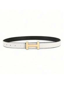 1.4 Cm Wide New Women's Belt With Korean Simple Design And Gold "H" Shaped Cross Buckle - Multicolor - View 18