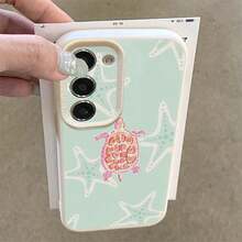 1pc TPU Phone Case With Pink Turtle & Starfish Pattern, Compatible Compatible With Samsung A15/A14/A13/A12/S24/S23/S22/S21/S20/S10/A72/A73/A71/A50/A53/A52/A32/A31/A05S - White - View 4