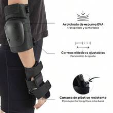 Juego de Rodilleras, Rodillera Codera Muequera 6 en 1 Set, Juego de Rodilleras Coderas y Muequeras, Adecuado para Bicicleta Patinaje Ciclismo Monopatn y Deportes Extremos - - Negro - Ver 5