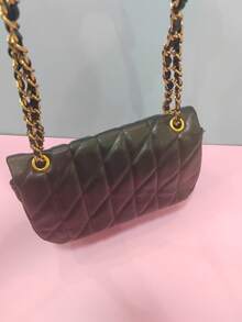 New Embroidered Diamond Grid Shoulder Crossbody Chain Small Square Bag - trắng - Xem 4