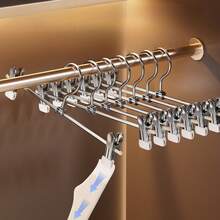 10pcs Galvanized Pants Clips Multifunctional Stainless Steel Clothes Hangers For Non-Slip Storage, No Trace - Silver - View 8