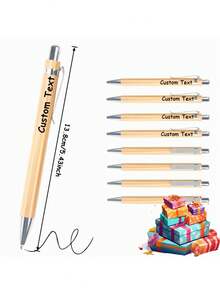 [Technologie de gravure laser] 1 stylo à bille en bambou personnalisé, stylo à bille gravé, stylo pour registre des invités, cadeau de mariage rural, souvenir pour rassemblement - multicolore - Voir 10