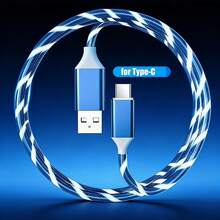 1pc USB-C Flowing Light Data Cable, LED Data Cable 5A Fast Data Transfer, Efficient Charging Cable Compatible With IPhone 17/16/15, Series Charging Adapter - Multicolor - View 1