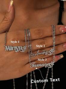 Elegant, Versatile, Fashionable, Luxurious, Simple And Noble, Youthful Beautiful Sexy Gold Petal Personalized Name Text Necklace, Birthday Gift, Customized Jewelry, Anniversary Gift, Customized Accessories, Gift For Friends, Family, Lover, Travel Outfit Silver Stylish,Fall Fashion,Casual,Contracted,Simple Custom,Personalized,Unique Ideal Gifts For Her Girlfriend,Mom,Family,Friends,Daughter,Her,Grandparents For Anniversaries,For Birthdays,For Daily Wear,For Prom,For Mother's Day,For Valentine's Day,For Graduation,For Weddings,Black,Silver,Gold,Stylish,Colorful,Vintage,Simple,Unisex,Casual,Cuties,Custom,Personalized,Unique,Ideal Gifts For Him,Ideal Gifts For Her,Her,Boyfriend,Girlfriend,Dad,Mom,Family,Friends,For Anniversaries,For Birthdays,For Graduation,For Prom,For Party - Nhiều màu - Xem 3