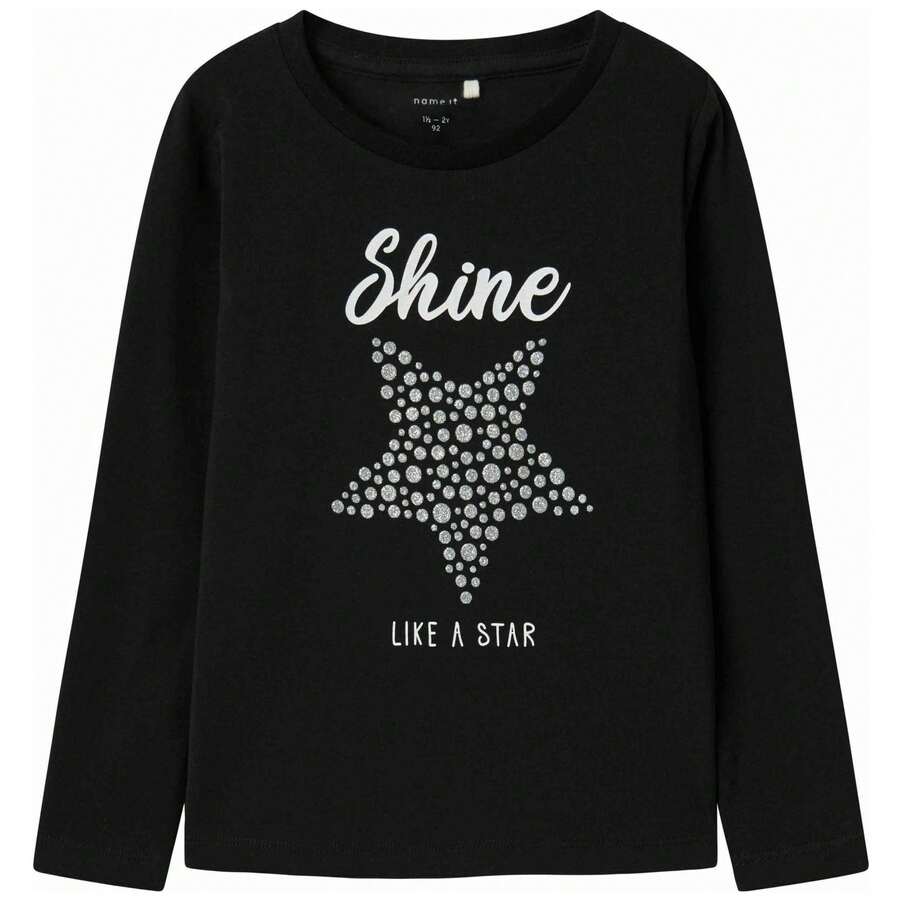 Name It Long-Sleeve T-Shirt 13236063-BLACK For Girls In Color Black - الأسود - مشاهدة 1