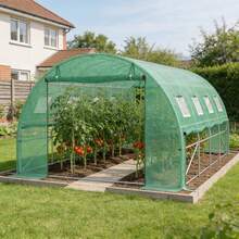 LILIIN Szklarnia foliowa 3 x 2/4/6/8 x 2 m, pomidorownia z ocynkowaną ramą stalową, szklarnia foliowa z oknami i drzwiami zamykanymi na zamek, szklarnia ogrodowa do warzyw i roślin, zielona - 3x4m - Zobacz 9