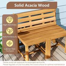 3-In-1 Outdoor Acacia Wood Loveseat Bench Furnitur With Slatted Seat For Garden - Natural - View 7