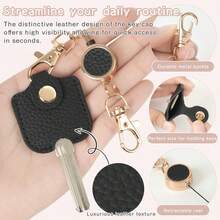 1 chiếc móc khóa bằng da PU, hộp đựng chìa khóa, nắp chìa khóa, vỏ bọc móc khóa, móc khóa, móc khóa có móc khóa, số chìa khóa ẩn, vòng chìa khóa, quà tặng, bộ sản phẩm đồng bộ, thời trang - Nhiều màu - Xem 3