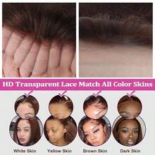 Tóc giả dài thẳng, dày 200%, kích thước 34 inch (5*5 13*4), màu nâu sô cô la #4 - Đã được cắt tỉa sẵn, tóc giả ren trong suốt HD với đường chân tóc tự nhiên và tóc con - Tóc giả thẳng, đã được kéo và uốn sẵn, không cần keo dán - Tóc giả đã được tỉa sẵn, đã được tẩy trắng, rẽ ngôi giữa - Kiểu dáng thanh lịch phù hợp với mọi sắc tộc, vẻ ngoài tự nhiên, thân thiện với người mới bắt đầu, tóc pha trộn. - màu nâu - Xem 9