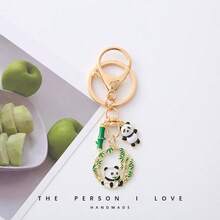 1pc 2026 Cute Panda Flower Keychain, Chinese Style Handmade Chengdu Panda Couple Pendant, Creative Bag Charm, Perfect Gift For Boyfriend, Girlfriend, Birthday, Party, Family - Multicolor - View 2
