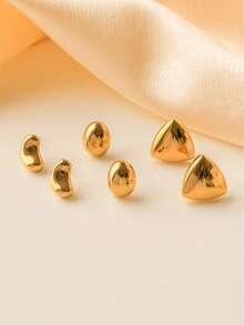 Mazuer 一对简约18K镀金水滴三角形耳钉，不锈钢材质，女士饰品，适合通勤、派对、日常佩戴、办公室等场合。 - 金黃色 - 查看 6