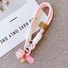 Cute Thin Rope 1pc Cute Cat Pendant Face Short Wrist Strap Cartoon Pendant Hanging Chain Hanging Decoration Mobile Phone Hanging Rope Fixed Clip Phone Case Hanging Rope Key Chain ID Card Small Bag Wrist Strap Outdoor Travel Sports Handbag Hanging Rope With Clip Spring Gift Birthday - Multicolor - View 5