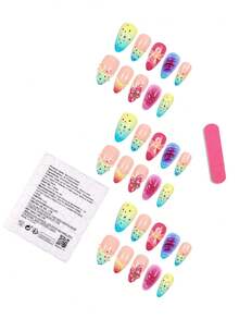 30 miếng dán móng tay 3D hình hoa và chấm bi đỏ, hình dáng hạnh nhân, màu xanh lá nhạt, thích hợp sử dụng hàng ngày, cho mùa xuân/hè. - Nhiều màu - Xem 3