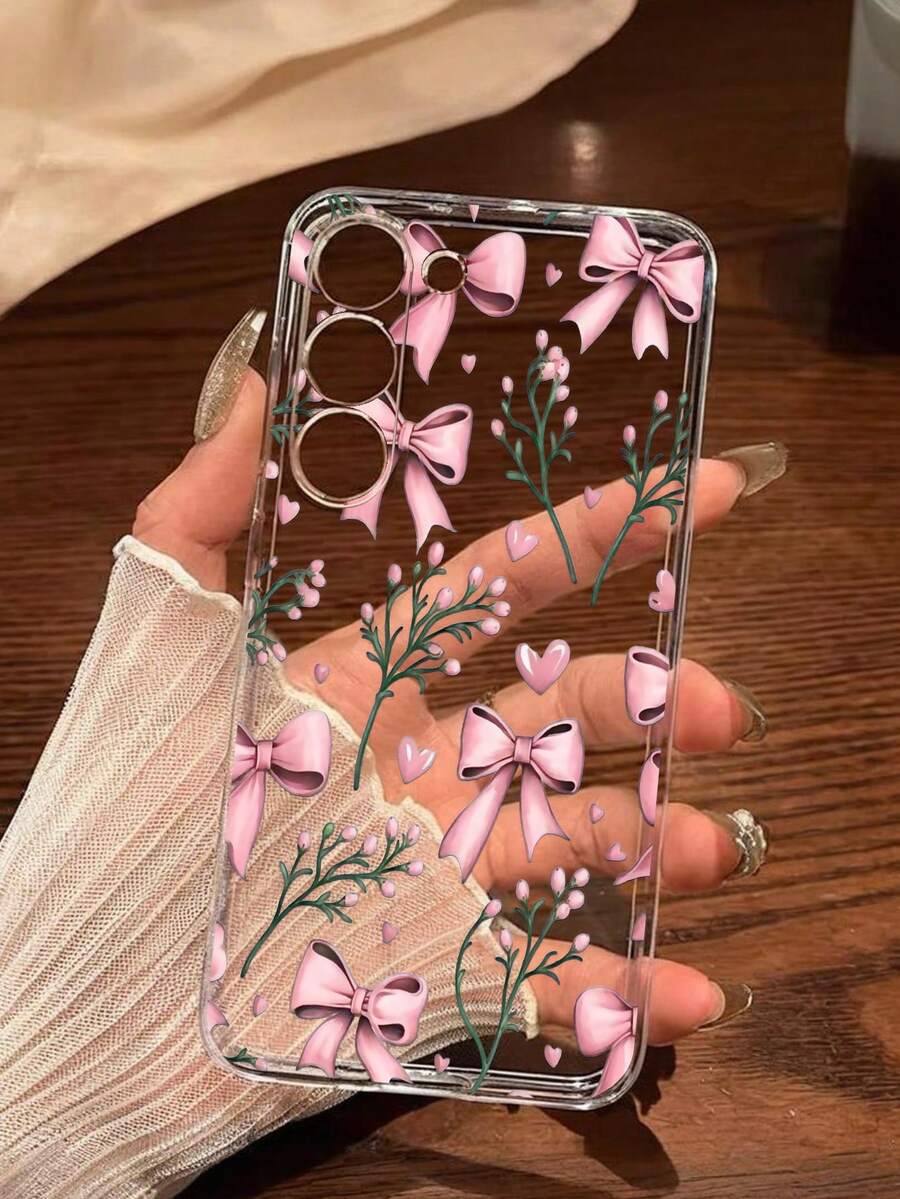 1个时尚粉色爱心蝴蝶结软手机壳，兼容华为荣耀、红米、摩托罗拉、三星Galaxy A04e/12/A13/A14/A34/A50/A52/A53/A54/S21/S22/S23/S24/S25/S25Ultra/S25FE/S26/S26 Plus/S26 Ultra/S26 Edge、6A/7A/8A、12T/13T/15T/15T Pro - 無色 - 查看 1