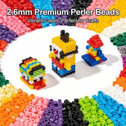 10.000 Stück 2,6mm verschmolzene Perlen Handgemachte Pixel-Kunst DIY Puzzle Bohnen Verbindungsmaterialien 3D Puzzle DIY Bügeln Perlen Handwerk Diamant Malerei Verschmolzene Perlen Handwerk Puzzle Lässig Handgemachte DIY Dekoration Mosaik Malerei Zubehör