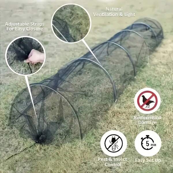 Multifunctional Foldable Garden Tunnel Shade Net, Made With PVC Frame And Insect-Proof Netting, Features UV Protection, Bird And Insect Repellency, And Is Durable. It Can Be Used To Protect Vegetables And Fruits, As Well As For Fencing And Shade Cloth Coverings, Suitable For Backyard Farms And Greenhouses.