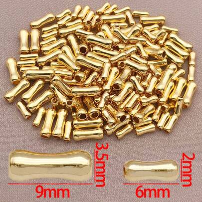 20pcs 18K Gold Plated Brass Spacer Beads Bamboo Stick Beads Metal Tube Beads Small Bone Loose Bead For Jewelry Making Charms Bracelets Necklaces Supplies DIY Crafting