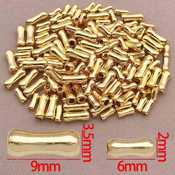 20pcs 18K Gold Plated Brass Spacer Beads Bamboo Stick Beads Metal Tube Beads Small Bone Loose Bead For Jewelry Making Charms Bracelets Necklaces Supplies DIY Crafting