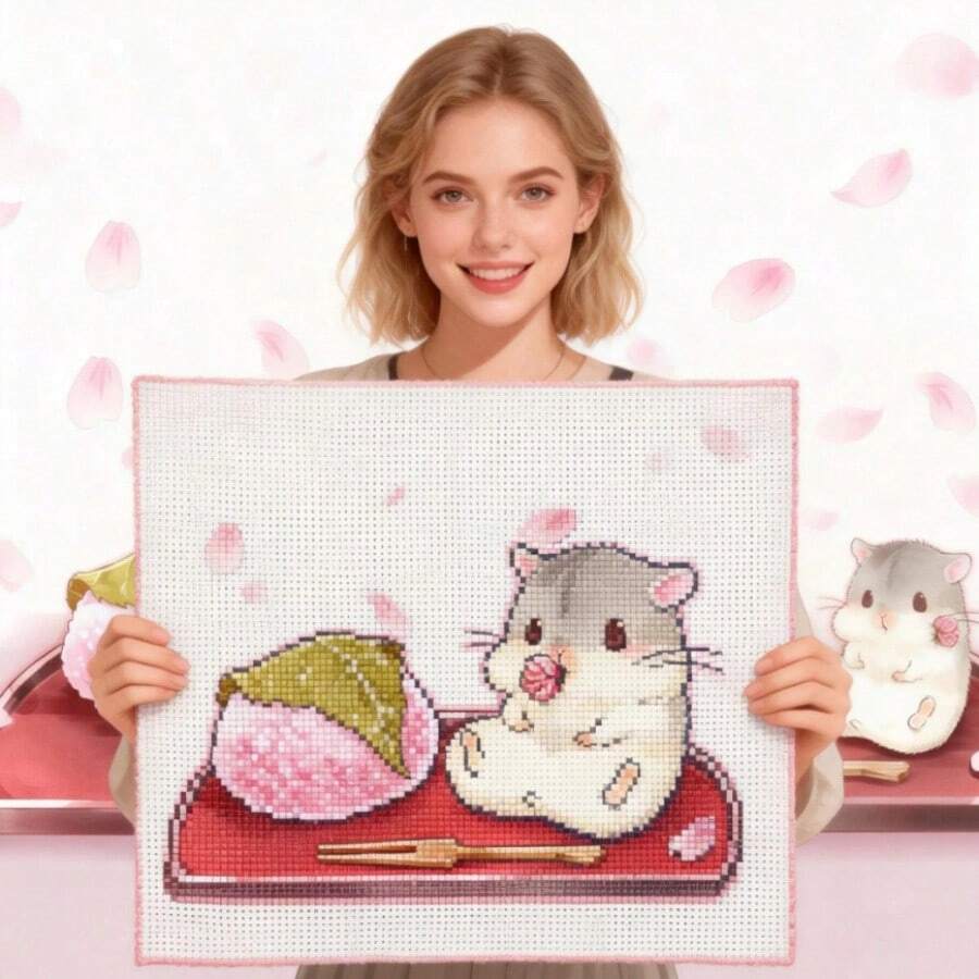 LaoJieYuan 2026 New Style Cartoon Little Hamster Patterns Cross Stitch Kits Count Printed Canvas DMC DIY Handmade Embroidery Kits Needlework Sets Diy Kit Crafts Embroidered Embroidery Kit Cross Stitch Kits Crochet Kit Punch Needle Kit Sewing Accessories Sewing Kit Embroidery Thread Craft Kit Stitch Stuff Sewing Patterns Crochet Craft Supplies Embroidery Kit Beginners Sewing Pattern - Need to Embroider By Yourself, No Frame - View 1