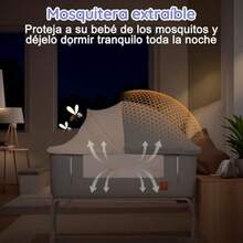 cunas para bebésYPZG Cuna para Bebé Colecho para Bebé 8 Posiciones de Altura Ajustables con Mosquitera Colchón Cambiador Cesta de Almacenamiento Almohadilla Refrescante Ruedas Giratorias de 360° - gris - Ver 7
