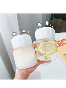 1个/2个装便携式外带玻璃咖啡杯水瓶，带盖牛奶杯饮水杯，耐热茶杯，家用厨房日常密封旅行杯 - 彩色 - 查看 4