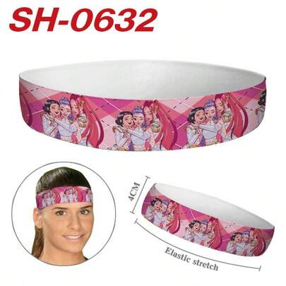 Mattel K-POP Witch Hunter Style Elastic Headband Series: Fashion Colorful Printed Pattern, Youthful Vitality, Soft Elastic Fabric, Comfortable Fit, Won't Slip, Suitable For Sports, Yoga, Daily Hairstyle Fixing, Unisex, Campus Gift Choice, 3 Colors Available, Washable, Showcase Personalized And Energetic Style.