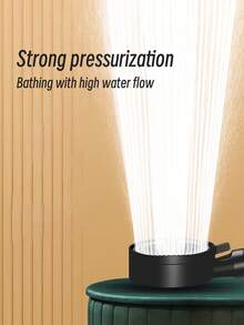 2pcs 5-Setting High Pressure Shower Head With Hose, ABS Material Handheld Shower Head Set With On/Off Button, Including 1.5m Bathroom Hose - Black - View 7