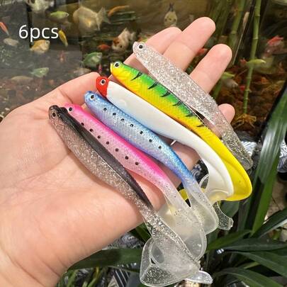 6条装大号12厘米/7克重型软饵 - 逼真彩色卷尾勺形蠕虫，适用于淡水和海水垂钓，户外垂钓，是鲈鱼、梭鱼、鳟鱼和海鲈的理想选择 - 漂浮/易于组装，淡水/海水钓具饵料，是垂钓爱好者的理想之选，耐用软饵，逼真重型软饵，是送给垂钓爱好者的最佳礼物