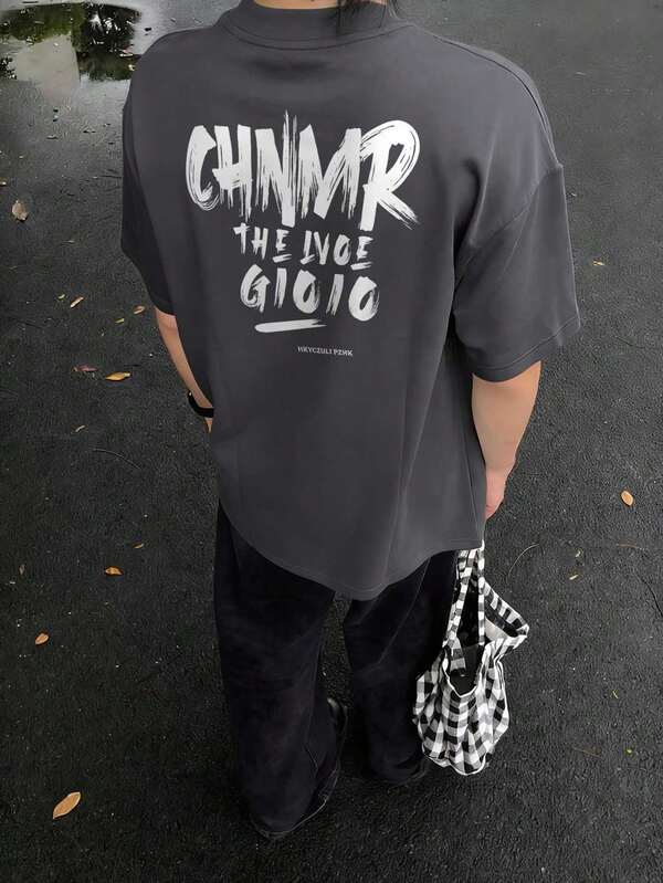 Women's Simple Dark Grey Casual Loose Fit Everyday Streetwear Comfortable Round Neck Short Sleeve T-Shirt, Summer