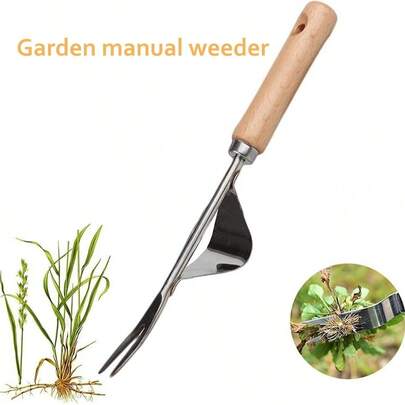NetHong Weeding Tool Manual Weeding With Metal Lever Base And V-Shaped Fork For Easy Weeding And Deep Root Removal. Made Of Stainless Steel, Suitable For Gardening Weeding Control, Garden Hand Tool, Garden Accessory