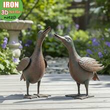Estátua de Metal de Pato Estilo Vintage para Jardim Externo - Escultura de Jardim Artesanal para Primavera, Verão, Fazenda, Pátio, Quintal, Varanda e Decoração de Beira de Piscina - Presente Único para Dia das Mães, Casamento, Inauguração, Halloween e Natal - Animal - Visão 2