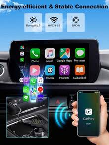 2-In-1 Wireless CarPlay Adapter, Mini Stable Smallest Wireless CarPlay Adapter, Bluetooth Connection, Plug And Play, No Latency, Compatible With IPhone And Android Auto - A - View 3
