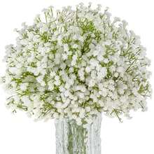 12 PIEZAS/24 PIEZAS Flores artificiales de Gypsophila, flores de Gypsophila falsas a granel, ramos de flores artificiales realistas para bodas, fiestas, decoración del hogar, decoración de habitaciones, decoración de dormitorios, decoración de baños - Blanco - Ver 2