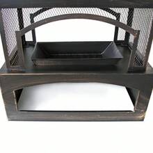 37-Inch Rectangular Metal Outdoor Wood Burning Fireplace - Outdoor Fireplace With Built-In Log Storage And Poker-Brushed Bronze,Log Fire Pit Patio Garden And Backyard - 1 - 查看 9