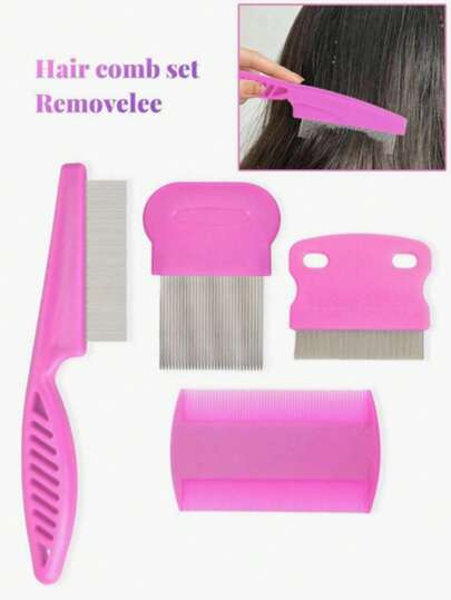 4pcs Professional Lice & White Hair Removal Comb Set