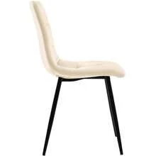 Set Of 4 Beige Dining Chairs, Upholstered And Featuring A Backrest, A Velvet Seat And A Metal Frame. - Antique White - View 6